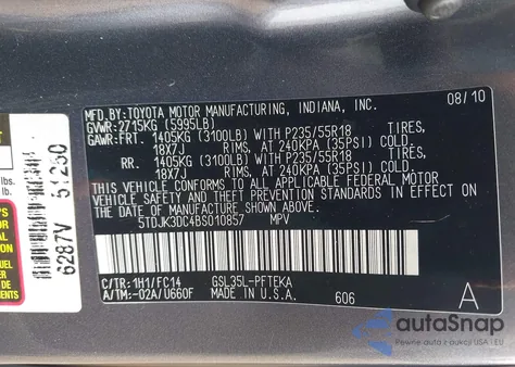 2011 Toyota Sienna Le from USA, damaged, VIN 5TDJK3DC4BS010857